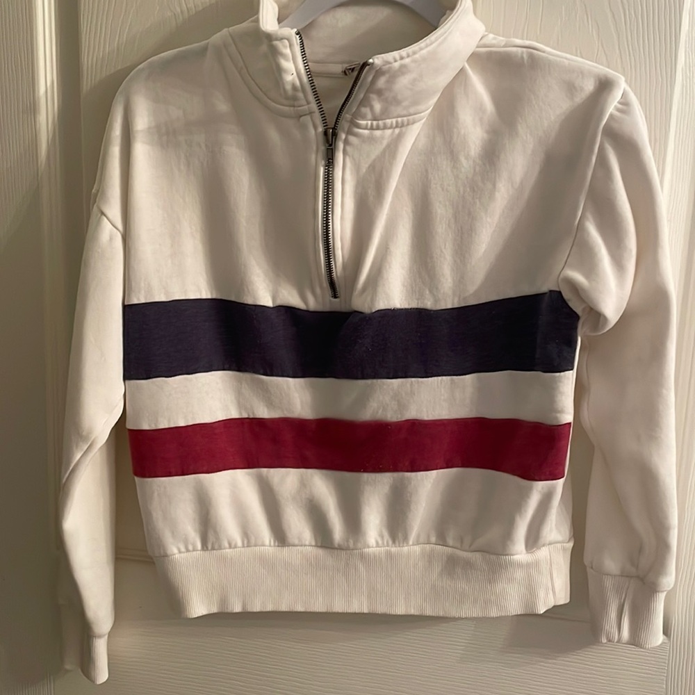 Red and White Stripe Quarter Zip